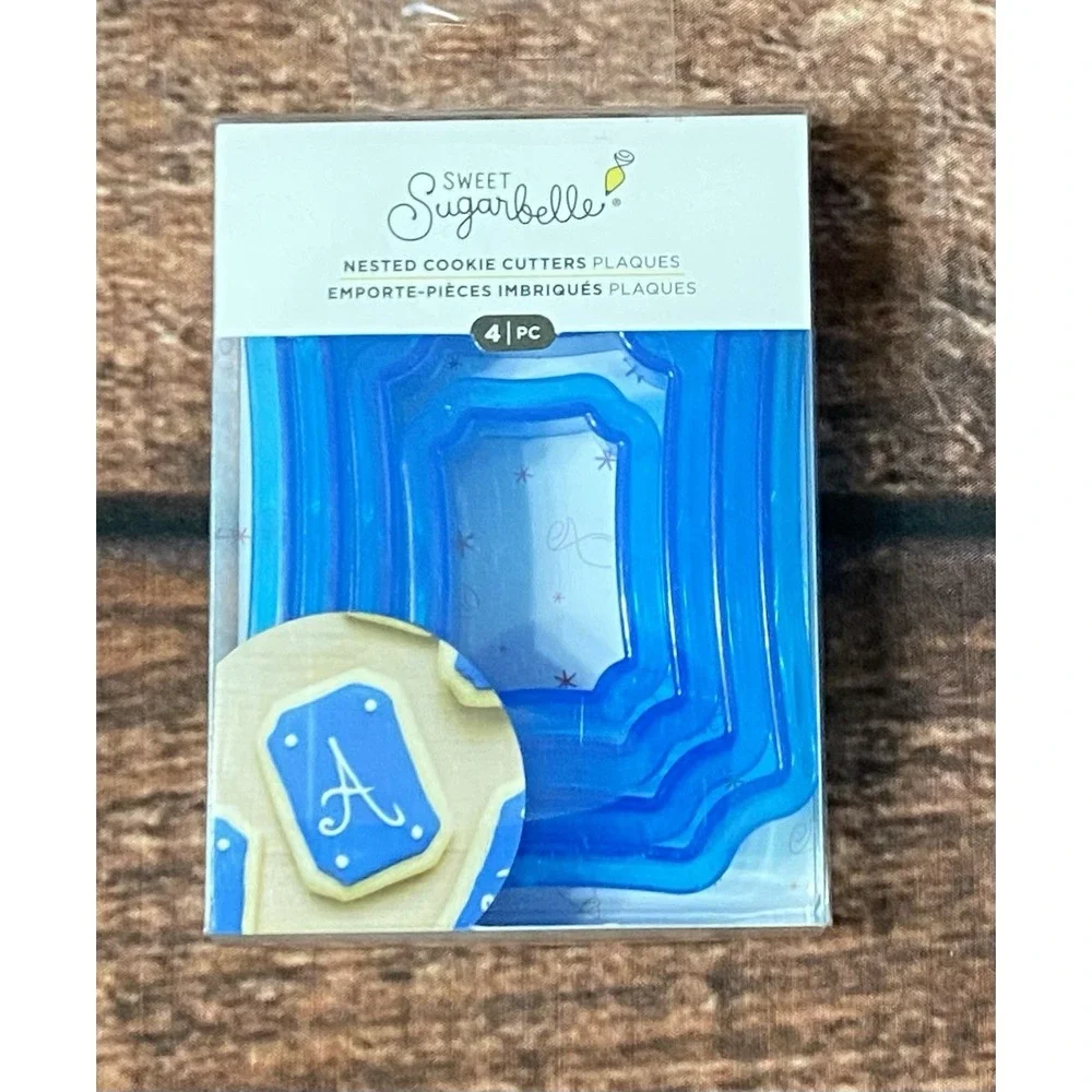 Sweet Sugarbelle Nested Cookie Cutters Plaques (4 PC Set) Blue New